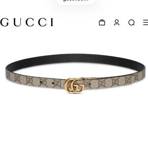 Gucci Beige and Black Belt with Gold Buckle
